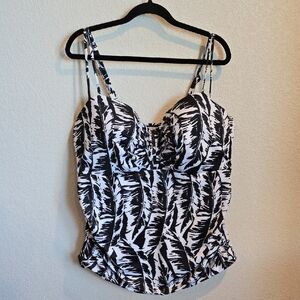 Cacique Black and White Bustier Camisole Swim Top